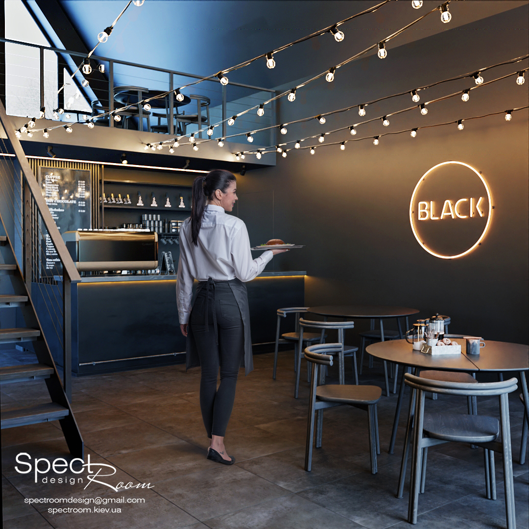 Повністю чорне кафе BLACK in BurnHouse  - Spectroom